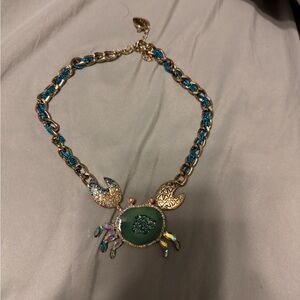 Betsey Johnson Gold and Blue Crab Necklace